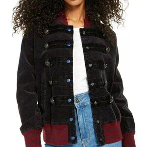 Free People Atlas Cord Bomber Jacket Corduroy Military Navy NWT F12